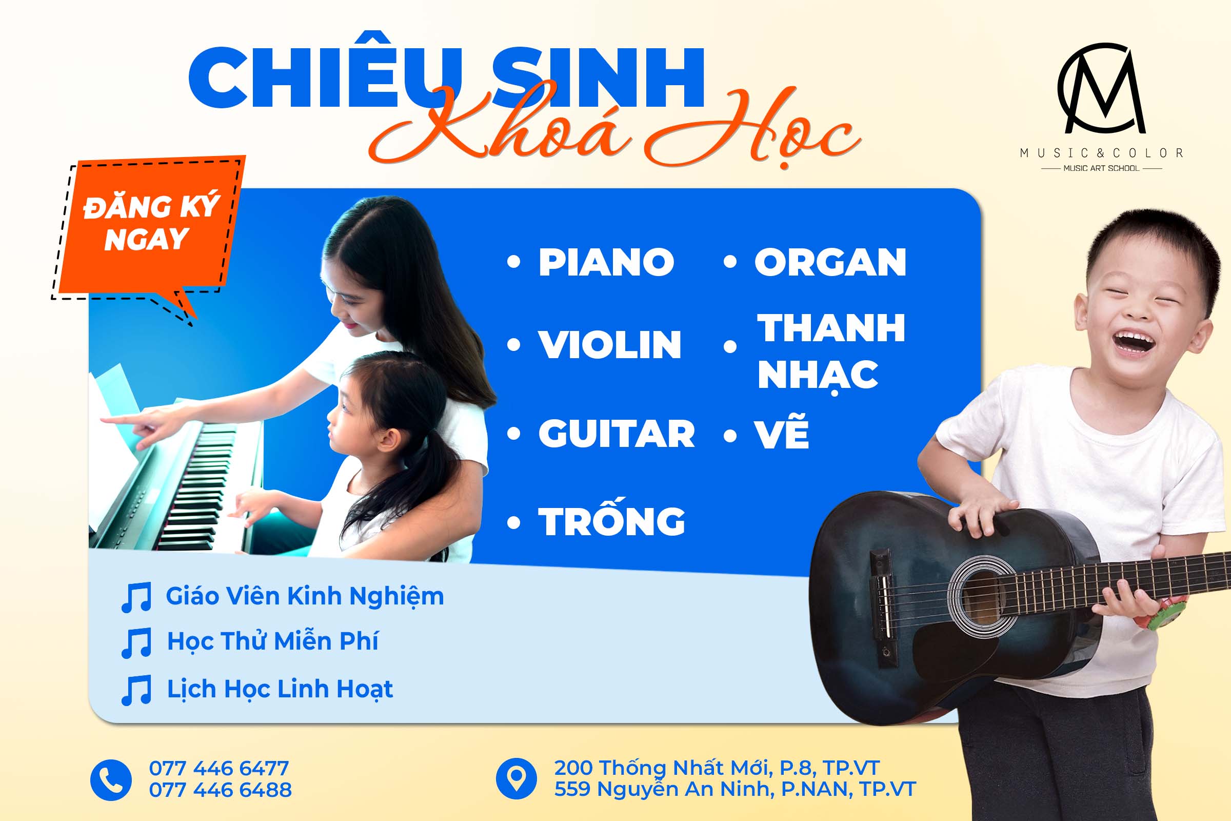 Chiêu Sinh Khóa Học Âm Nhạc - Mỹ Thuật Tại Music & Color - Vũng Tàu.