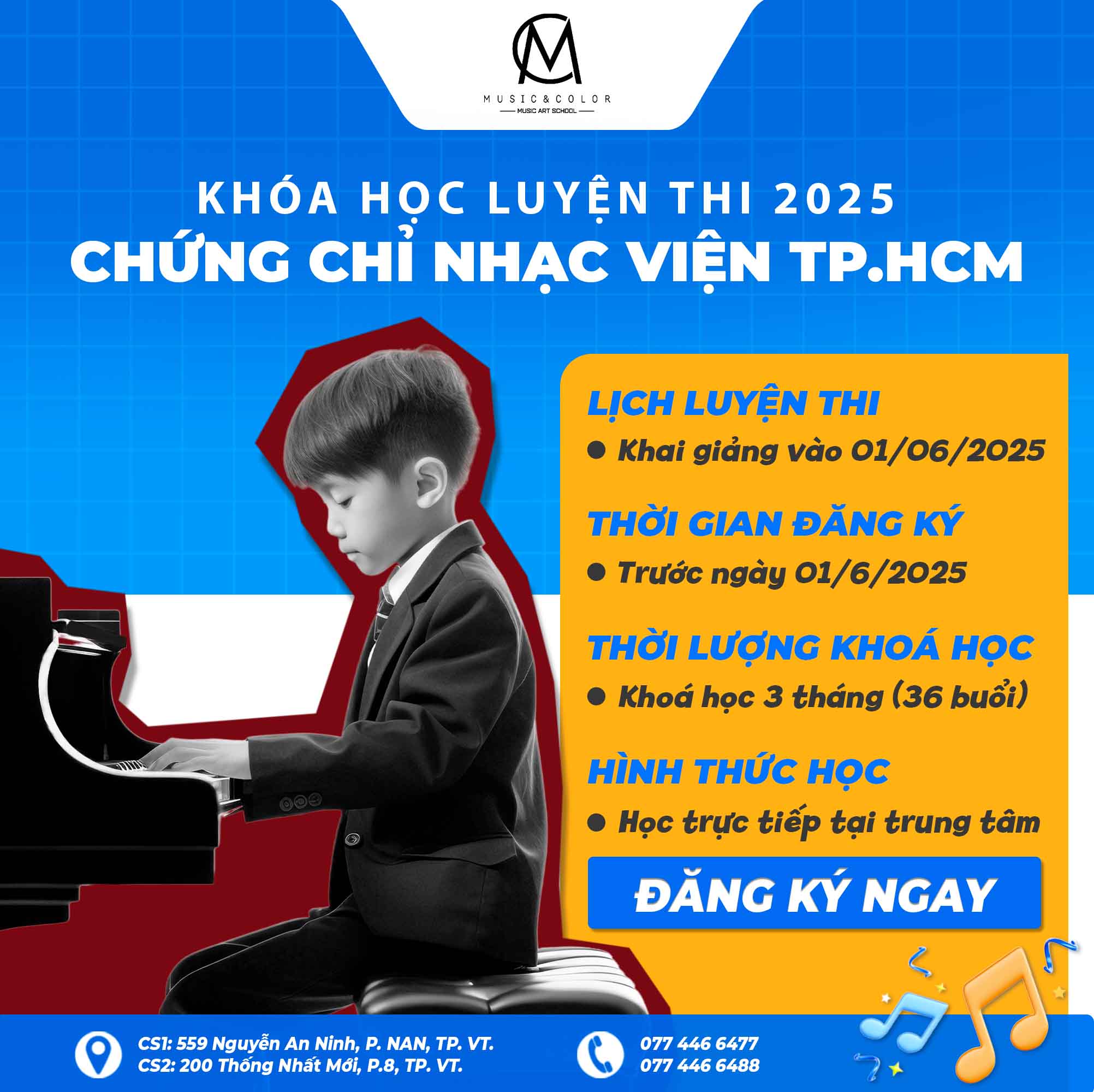 Khóa luyện thi chứng chỉ Nhạc Viện Thành Phố Hồ Chí Minh.